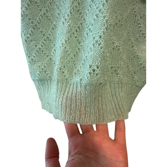 RARE Anna October Mint Green Pink Ruffle Wool Blend Sweater Size Small - Picture 11 of 11